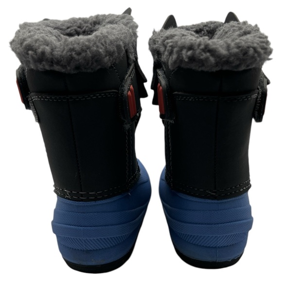 Cat & Jack Grey Blue Wolf Winter Boots Thermometer Waterproof Shoes Boys, Size 5 - Picture 3 of 5